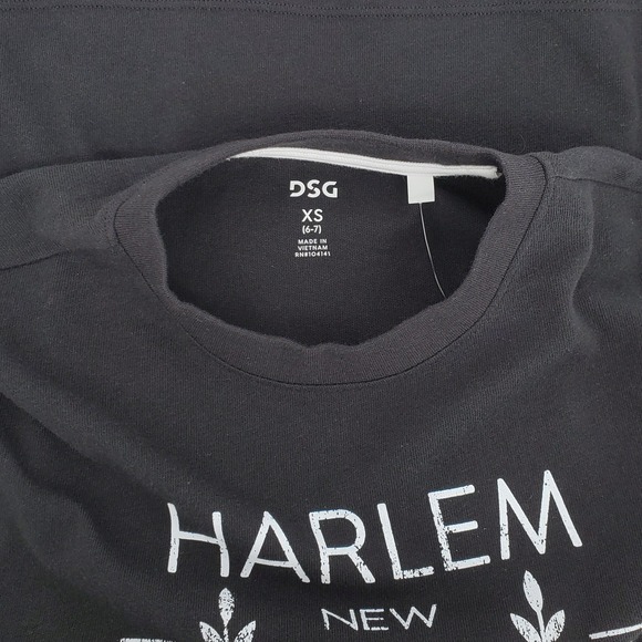 DSG Girls Size XSmall Harlem Basketball Graphic Tee Boxy Pure Black 100% Cotton - Picture 3 of 8
